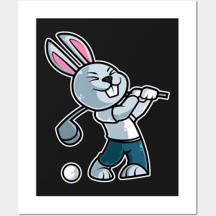 Rabbit Golf Player Golfer Golfing Funny Kids Boys product Posters and Art